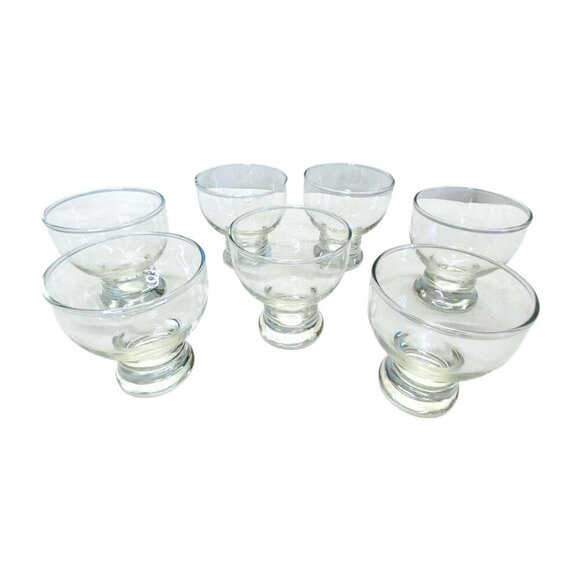 Clear Glass Dessert Cups 7PC Footed Sherbet Ice Cream Appetizer Serving Bowls - Picture 4 of 8